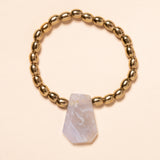 African Brass with Blue Calcedony Bead Bloom Bracelet