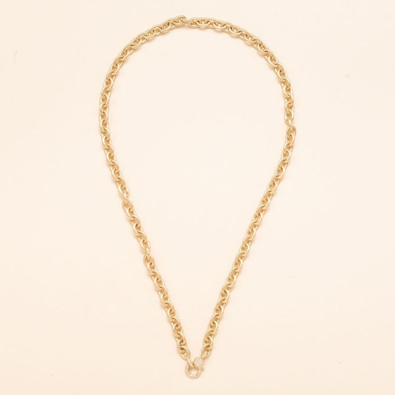 chunky silver chain link necklace with diamond clasp