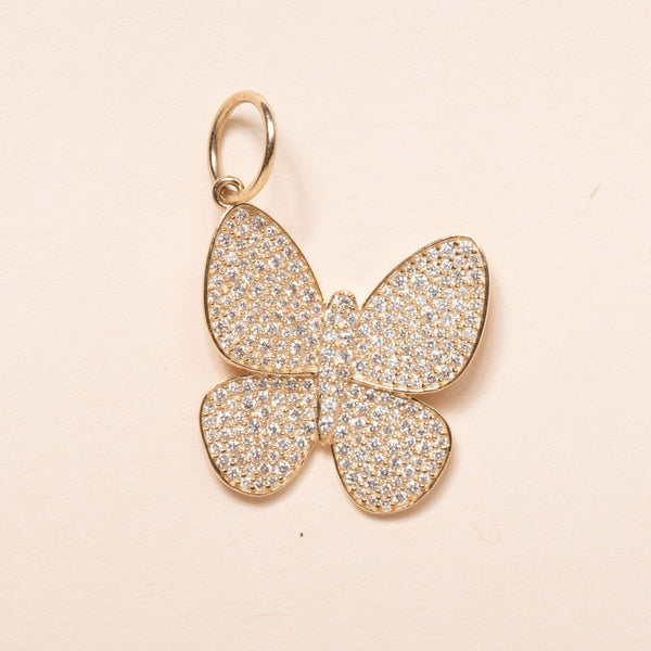 small gold and diamond butterfly pendant 
