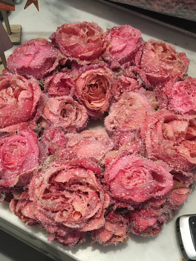 Snow Frosted Rose Wreath