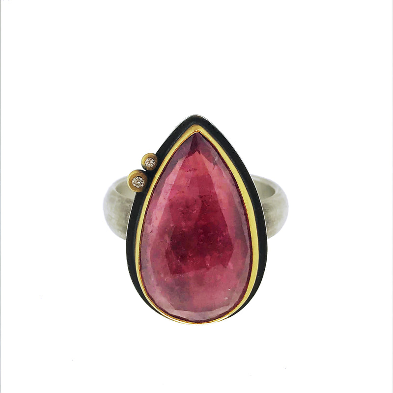 Ananda Khalsa Pink Tourmaline Ring with Diamonds 